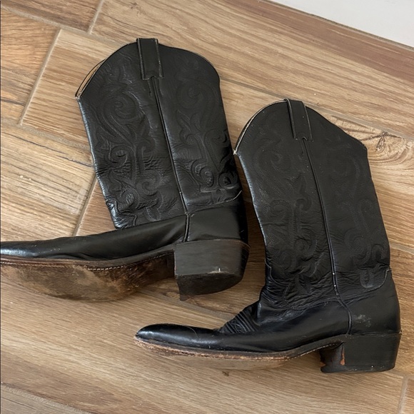 Justin Mens boots sz 10.5 D Style 1434 Western leather rodeo mid calf Black - Picture 6 of 7